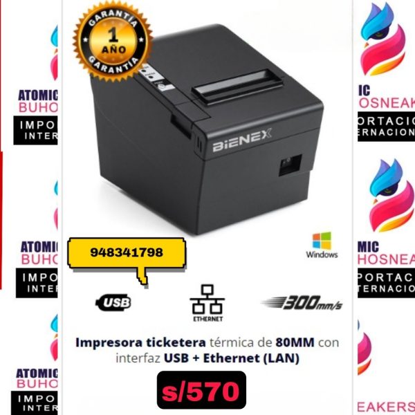 IMPRESORA TICKETERA TÉRMICA  DE 80 MM CON INTERFAZ USB + ETHERNET (LAN)