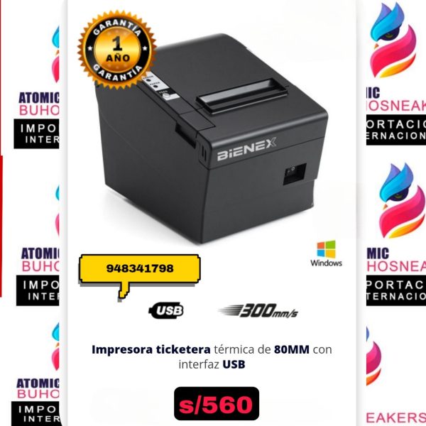 IMPRESORA TICKETERA TÉRMICA DE 80 MM CON INTERFAZ USB