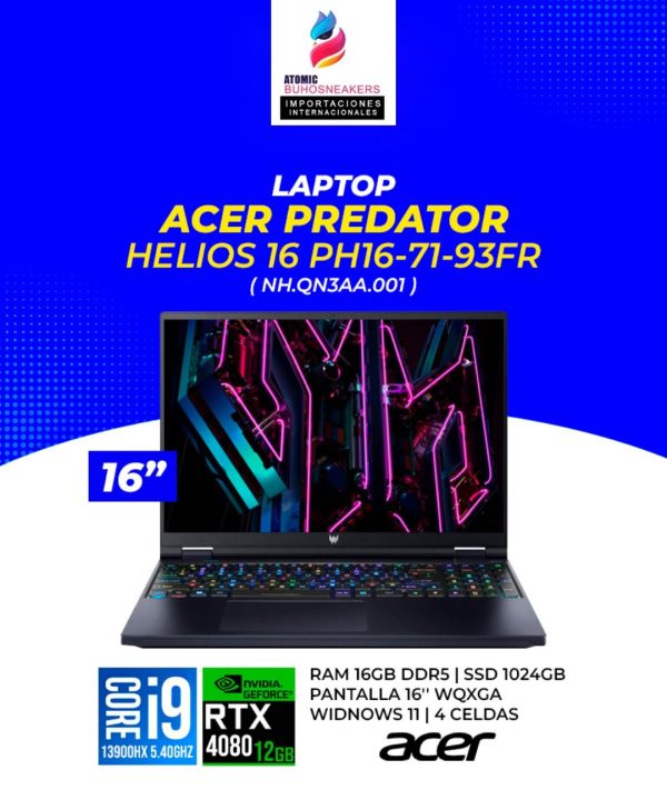 LAPTOP ACER PREDATOR HELIOS 16 PH16-71-93FR ( NH.QN3AA.001