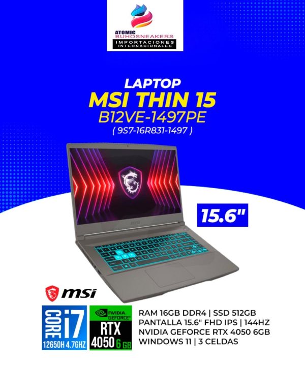 LAPTOP MSI THIN 15 B12VE-1497PE ( 9S7-16R831-1497 )